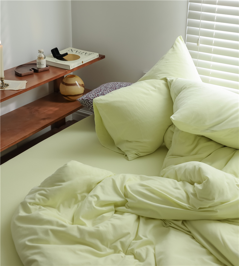Pear Dreams Honey melon color Soft glutinous nude sleeping pure cotton knit cotton four sets full cotton linen quilt bed Rind Bed