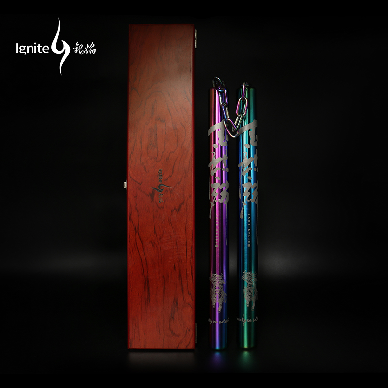 Silver firework Tibetan version Double section sticks Jade Kirin Guan Yun Long Yue Fei Custom Performance Training delivered Courtesy Stainless Steel Double truncheons