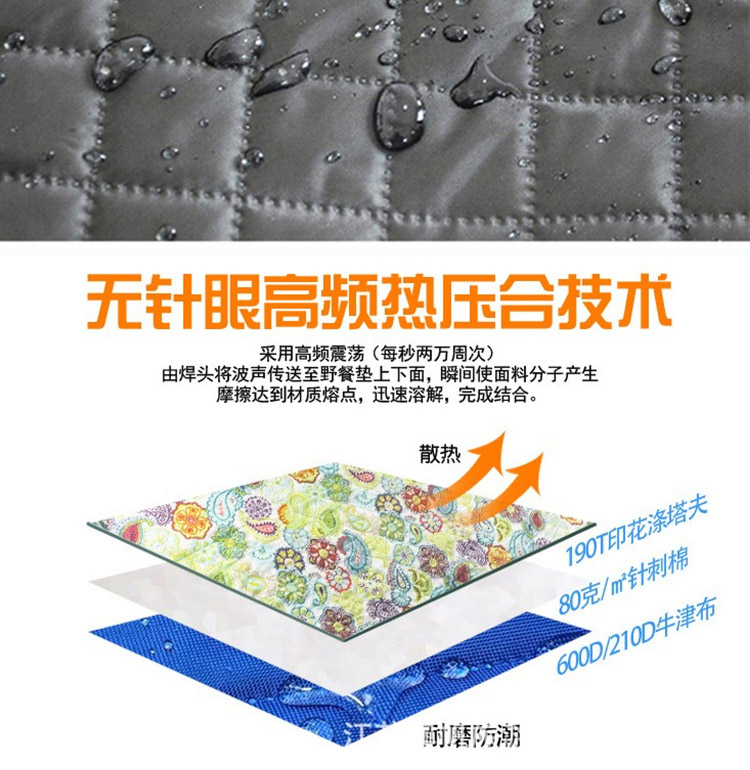 Máy ngoài trời có thể giặt được ngoài trời mat ẩm độ ẩm dày tăng không thấm nước vải Oxford cắm trại mùa xuân du lịch bãi biển mat 3 m - Thảm chống ẩm / Mat / Gối chiếu ngủ văn phòng