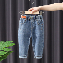 Boys jeans stretch 2021 New 3 years old childrens spring and autumn clothing childrens trousers tide cool 5 mens treasure pants handsome