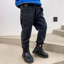 Boys plus velvet pants jeans 2020 new 2 baby pants Foreign winter pants children 3 years old baby boots pants