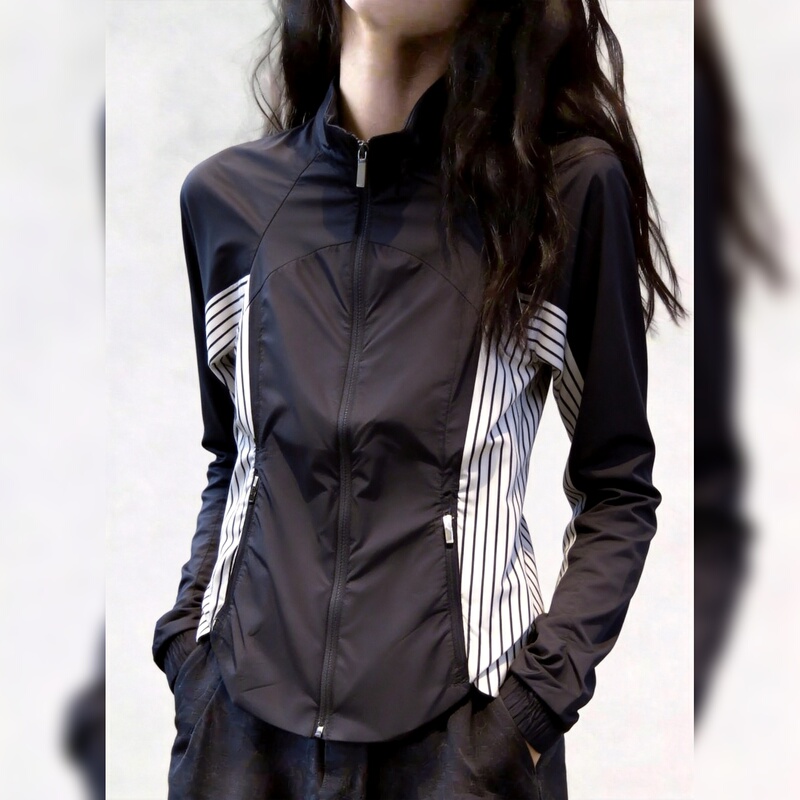 2026 Autumn New Fashion Design Patchwork Jacket for Women, Unique Style Sun Protection Black Zipper Cardigan