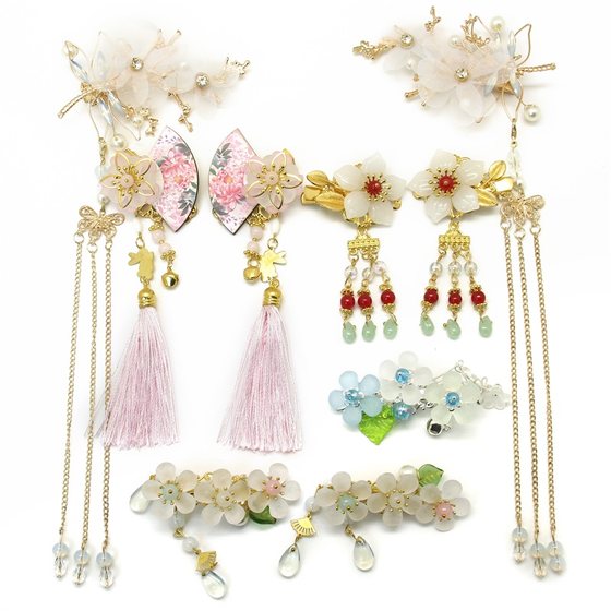 Children's Hanfu Super Fairy Headdress Tassel Step Shake Girls Antique Hair Accessories Princess Ribbon Ancient Costume Hairpin Retro Accessories