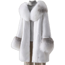 2023 Autumn Winter Imported Whole Mink Young female mink cashmere with long sleeves Cross mink fox fur straw jacket