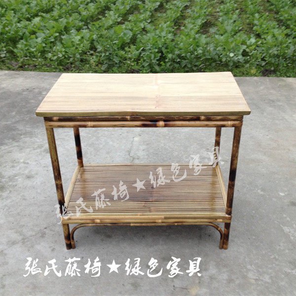 Zhang's rattan chair bamboo furniture bamboo tea table dining table rectangular double layer tea table table bamboo desk set object tea table