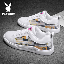 Flowers Playboy Mens shoes Spring and autumn in small white leather Leather Trends 100 Hitch Graffiti Teen Casual Sports Flat Shoes