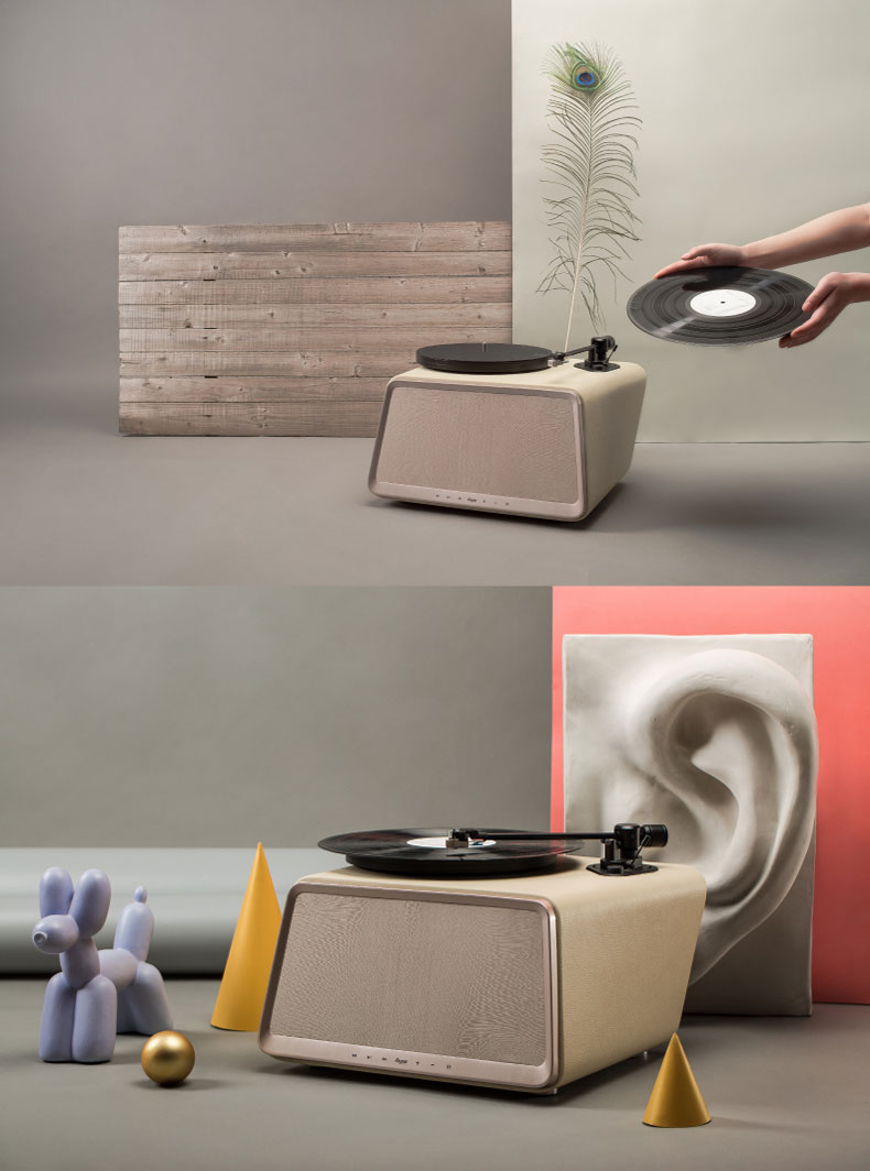 đầu đĩa than audio technica at-lpw40wn	 嘿 Máy nghe nhạc vinyl trắng ngà âm nhạc HYM-Seed Âm thanh thông minh Bluetooth WIFi tại nhà đầu đĩa than denon dp 3000