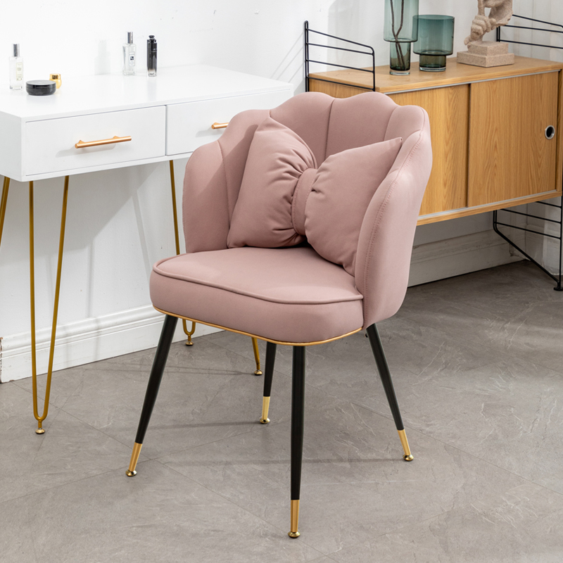 Makeup Stool, Dressing Table, Manicure Chair, Light Luxury, Internet-Famous, Creative, Girls' Princess Pink Tech Fabric, Long-Sitting Backrest Chair