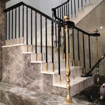 Aluminum stair handrail light luxury modern simple gilded column guardrail Chinese wrought iron wood Villa finished household
