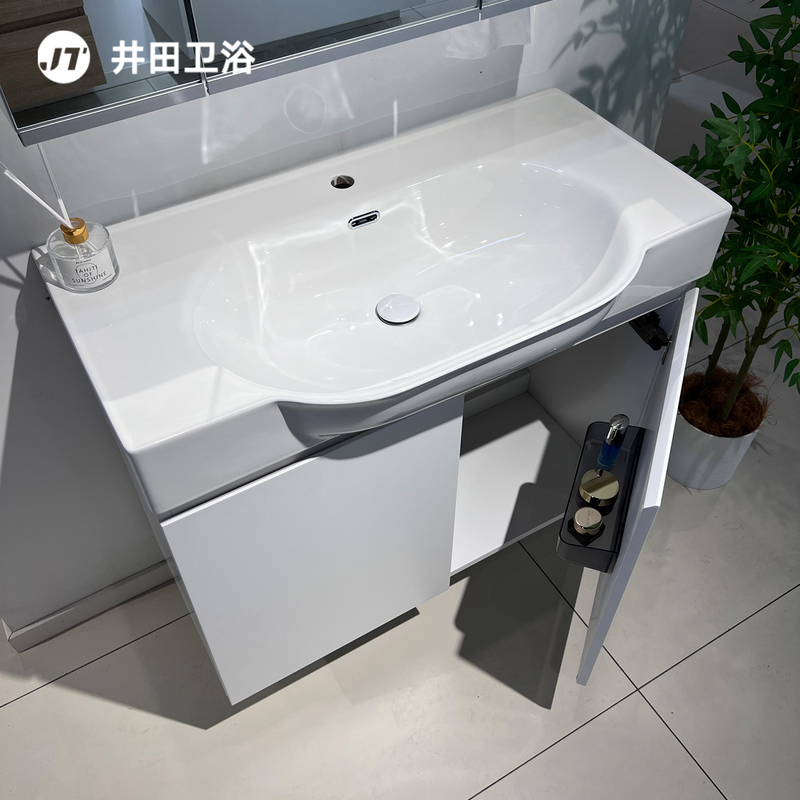 Ida Bathroom Ceramic Integrated Big Belly Basin Washbasin Washbasin Side Narrow Bathroom Cabinet Painted Wall Cabinet