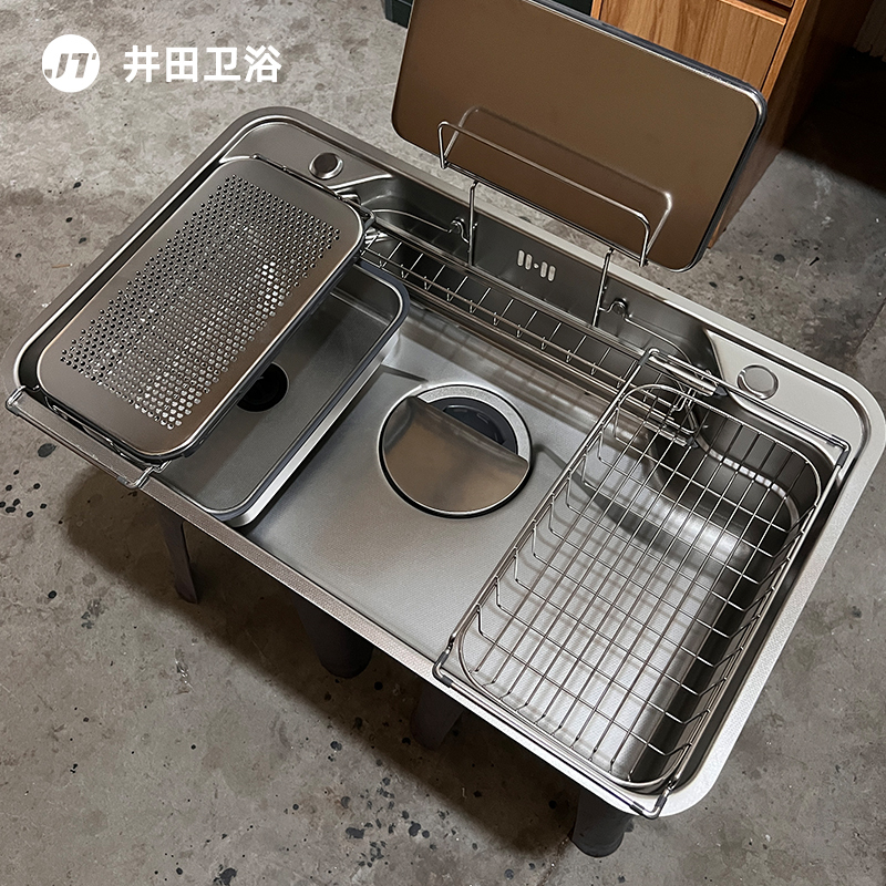 High-End Export Kitchen Large Single-Slot Japanese-Style Functional 3D Sink Multi-Functional Stainless Steel Printed Dishwashing Basin