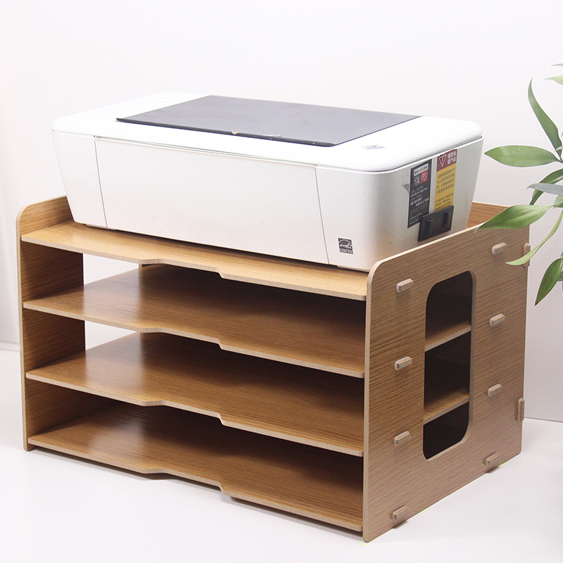 Thickened File Shelf Wooden Desktop Multilayer 4 Grid Office