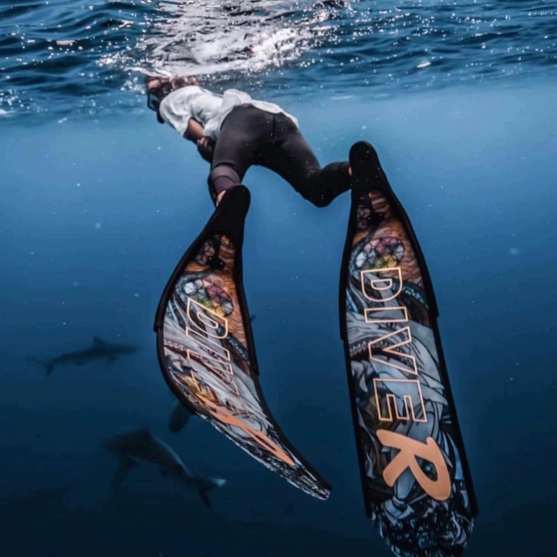 Australian Diver High-Quality Pure Carbon Fiber Long Fins (with Foot Sleeves) Professional Freediving Fins