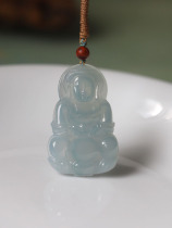 Yun Jade natural A cargo Jade large piece thick ice seed standing position Guanyin pendant with certificate