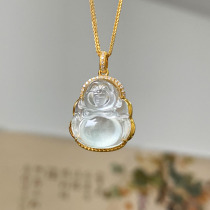 Yun Jade Moutai white glass species 18K yellow gold Jade Buddha male Jade Buddha pendant inlay style reference