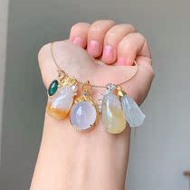 Yun Jade natural A goods Jade 18K gold inlaid egg noodle pendant egg noodle pendant inlaid style reference