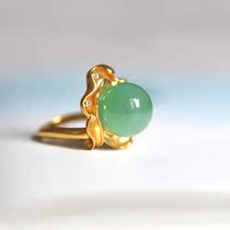 Yinyun Jade exquisite atmosphere inlay 18K gold diamond inlaid jade green beads ring style reference