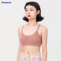 FIRST MIX COTTON TEXTURE JELLY STRIPS SOFT SUPPORT A PIECE OF SCARRING BRA WITHOUT STEEL RING COMFORT POLY LINGERIE WOMAN