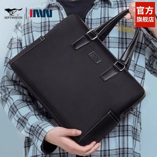 Septwolves, мужская сумка на одно плечо, водонепроницаемый вместительный и большой ноутбук, ткань оксфорд, бизнес-версия