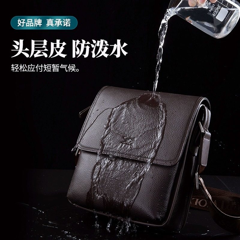 Septwolves Men's Shoulder Bag 2025 New Crossbody Bag Briefcase Large Capacity Commuter Bag First Layer Cowhide Bag