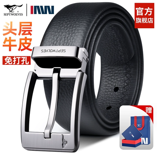Septwolves, мужской ремень, кожаные штаны для отдыха, из натуральной кожи, воловья кожа, подарок на день рождения