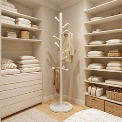 Cream style solid wood hanger floor bedroom student dormitory does not occupy space hanger For Home removable coat rack