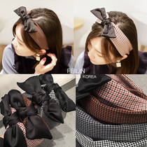 Hair band Korea headwear sweet Maessen female butterfly knot grid cloth hair hoop adult card 100 hitch to go out to wash face headband