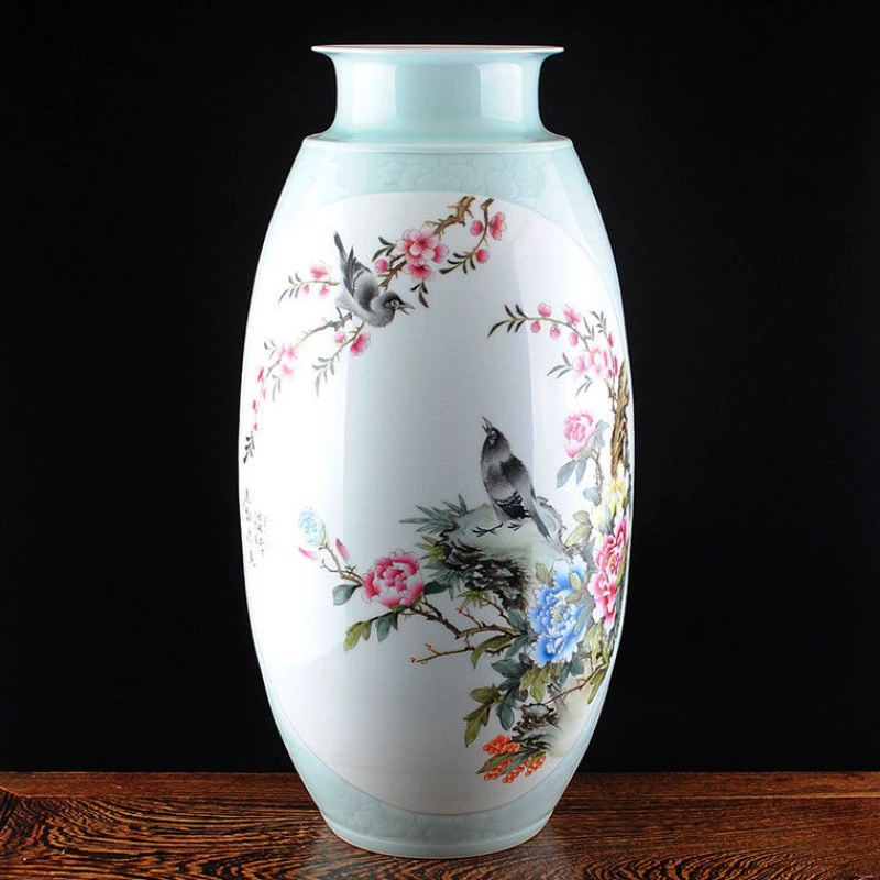 Jingdezhen gốm sứ vẽ tay pastel hoa nở bình hoa phong phú phòng khách hiện đại gốm trang trí hoa - Vase / Bồn hoa & Kệ