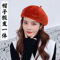 Sink wool blend autumn and winter bud hat wig one long curly hair warm Korean version of British retro Bailey hat