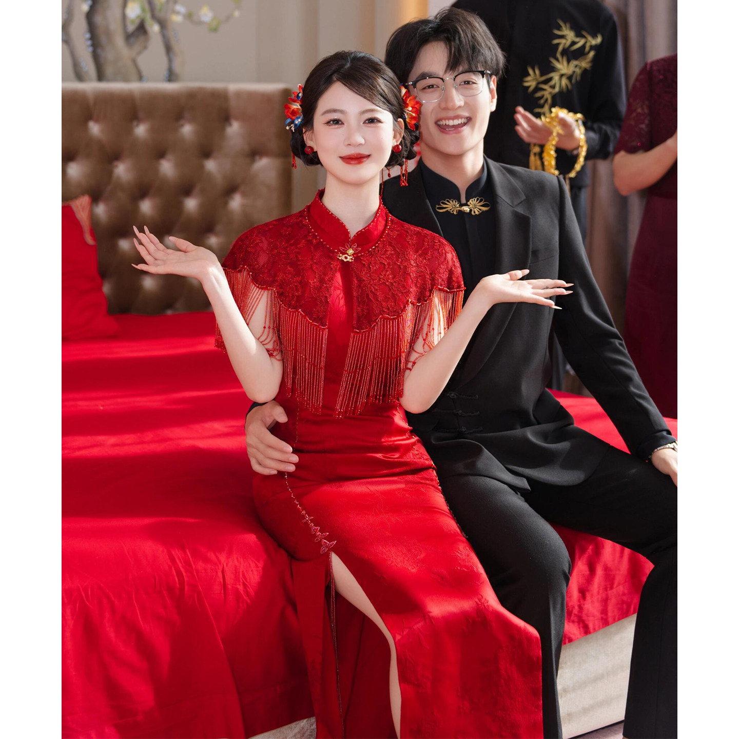 新中式旗袍敬酒服2025新款|酒红两件套太绝了!高级感拿捏住-旗袍-淘宝百科网