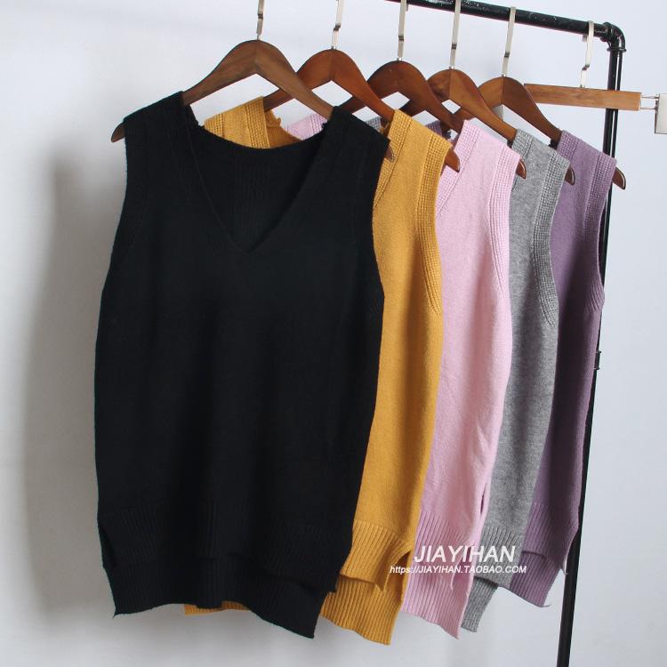Mùa thu và mùa đông Sinh viên Hàn Quốc gió không tay áo vest đan áo vest nữ ngắn ngắn dài áo hoodie lỏng áo len áo kiểu nữ đẹp tuổi 35