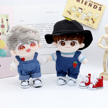 Spot 20 cm Cotton doll paparazzi replacement clothes 20cm doll big red loving T back with pants casual cap