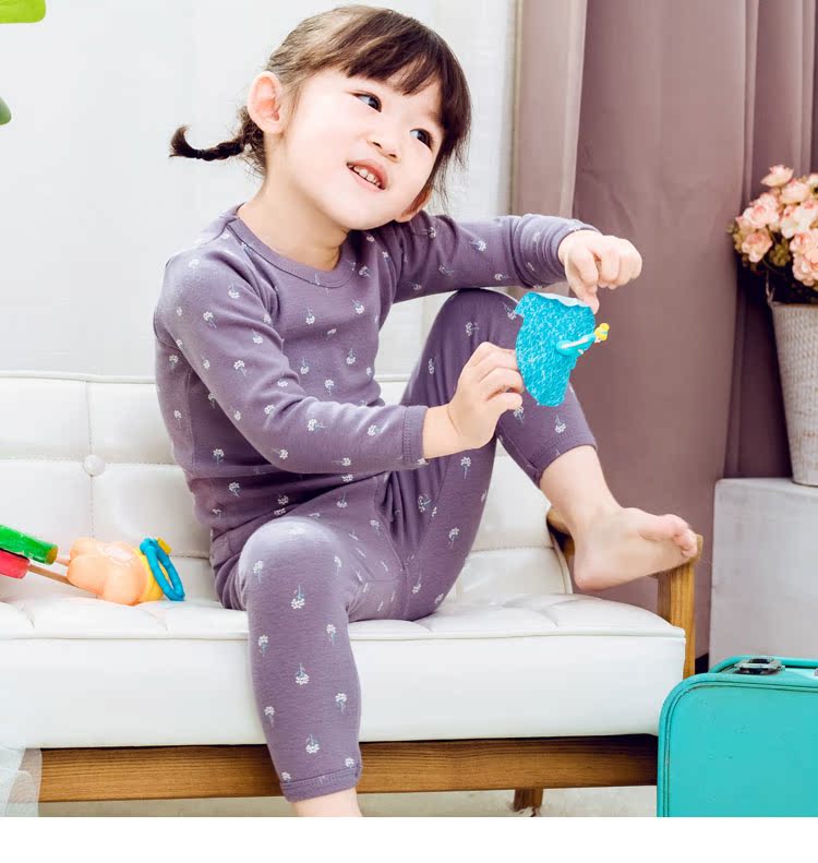 Bộ đồ lót trẻ em cotton mùa xuân và mùa thu cô gái quần áo mùa thu quần cotton bé áo len dày áo ấm quần áo bộ đồ ngủ trẻ em cao cấp