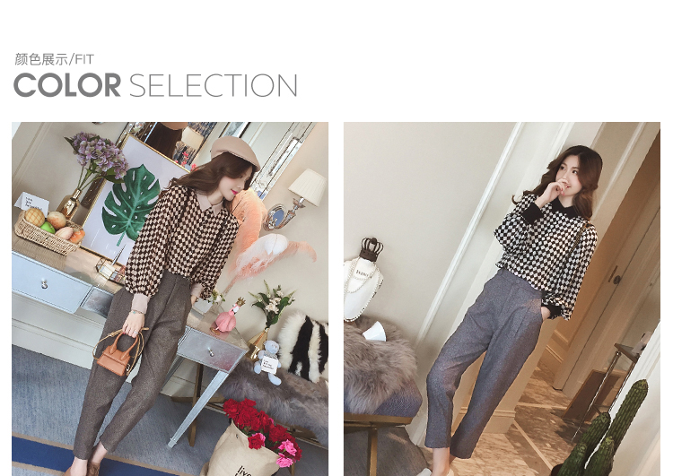 Áo sơ mi kẻ sọc nữ dài tay voan bến cảng hương vị áo sơ mi retro tay áo mùa thu sang trọng 2018 mới cổ áo sơ mi