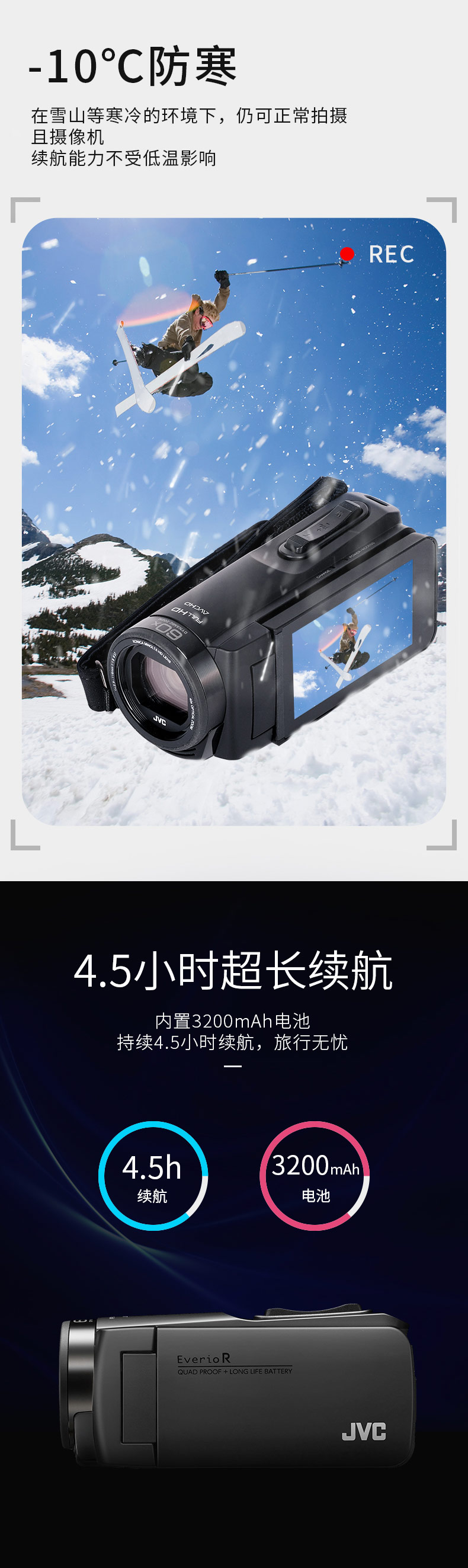 JVC / Jie Wei Shi Máy ảnh kỹ thuật số JVC GZ-R485 HD Trang chủ cầm tay thể thao cầm tay dưới nước DV - Máy quay video kỹ thuật số camera quay youtube