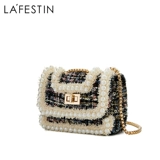 Цепь из жемчуга, небольшая сумка, шерстяное пальто, сумка на одно плечо, 2019, в стиле Шанель