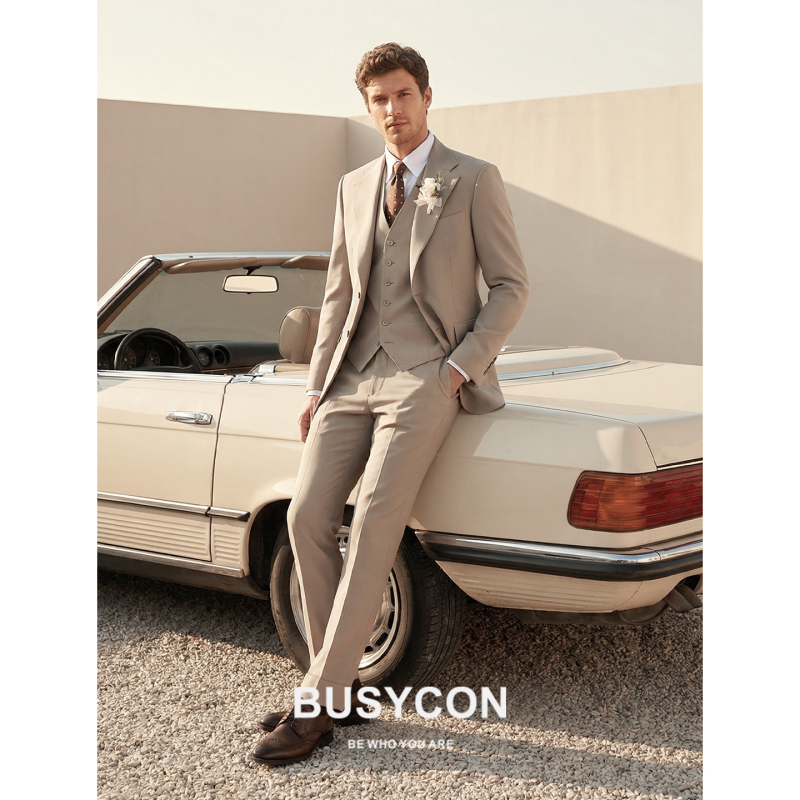 [Commuting Series] Khaki Suit Men's Business Formal Wear Groom Wedding Banquet Dress Suit Jacket