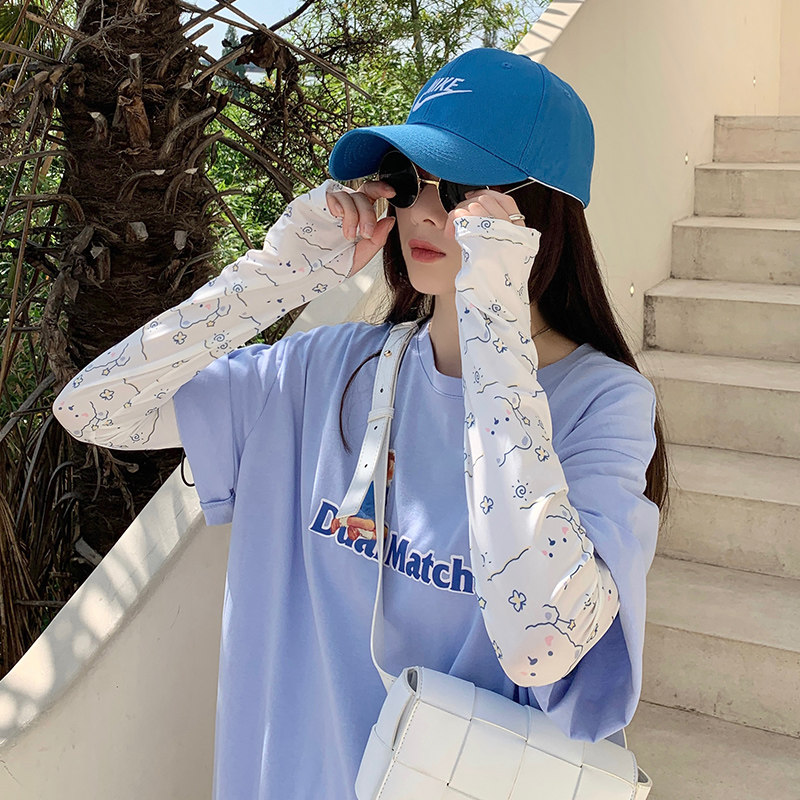 ins net red summer easy sun protection ice wire sleeves women drive anti UV glove armguard ride hand sleeves