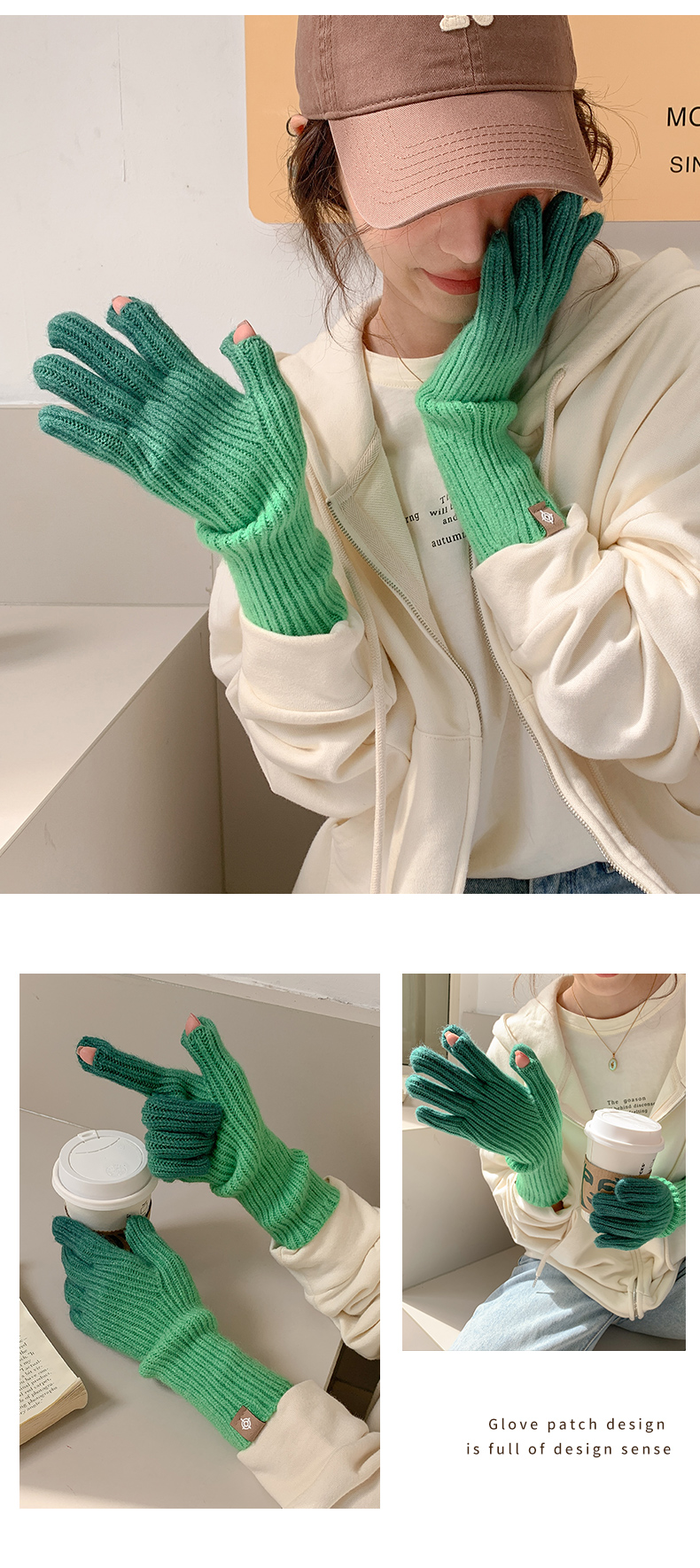 Unisex Simple Style Gradient Color Woolen Gloves 1 Pair display picture 1