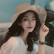 Sun hat women sunscreen cover face wild fisherman hat Japanese big edge hat Summer Korean version tide anti-UV sun hat