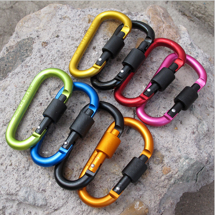 Outdoor mountaineering buckle quick hanging D-shaped aluminum alloy keychain load-bearing backpack hanging buckle water bottle hanging buckle male safety hook