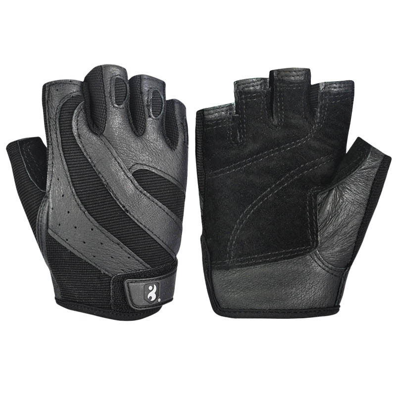 Fitness gloves male and female large size size black half finger movement genuine leather non-slip instrument Exercise weightlifting single bar with iron guard