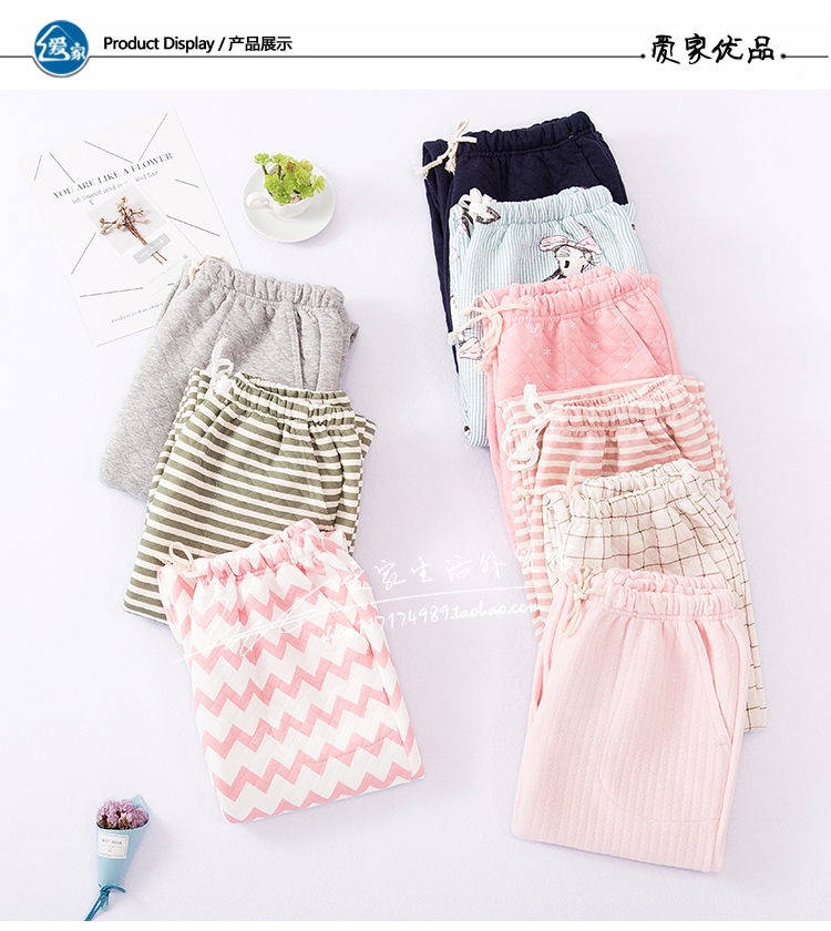 Bộ đồ ngủ cotton mới cho nữ dài mùa thu và mùa đông dày lên lỏng lẻo ba lớp bông không khí Nhật Bản lớp cotton nhà quần áo thể thao