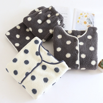 New Coral Suede Pyjamas Woman Winter Thickened Suede Warm Cardiff Fresh Round Point Rice Grain Flannel Flannel Suede Suit