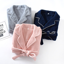 Coral Suede Sleeping Robes Womens Winter Long Style Thickened and Velvet Warm Loose Male Bath Coat Flannel Suede Bath lovers home clothes