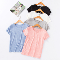 Foreign trade new bamboo cotton half sleeve women T-shirt short sleeve round neck bamboo fiber base shirt breathable cool can be worn outside