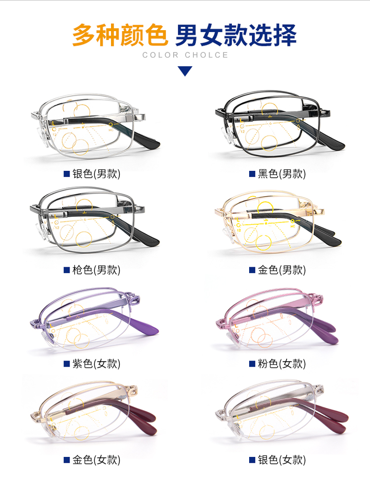Kính đọc sách thông minh Đức nam xa và gần sử dụng kép điều chỉnh tự động độ HD chống xanh zoom kính cũ cho nữ - Kính đeo mắt kính kính đen