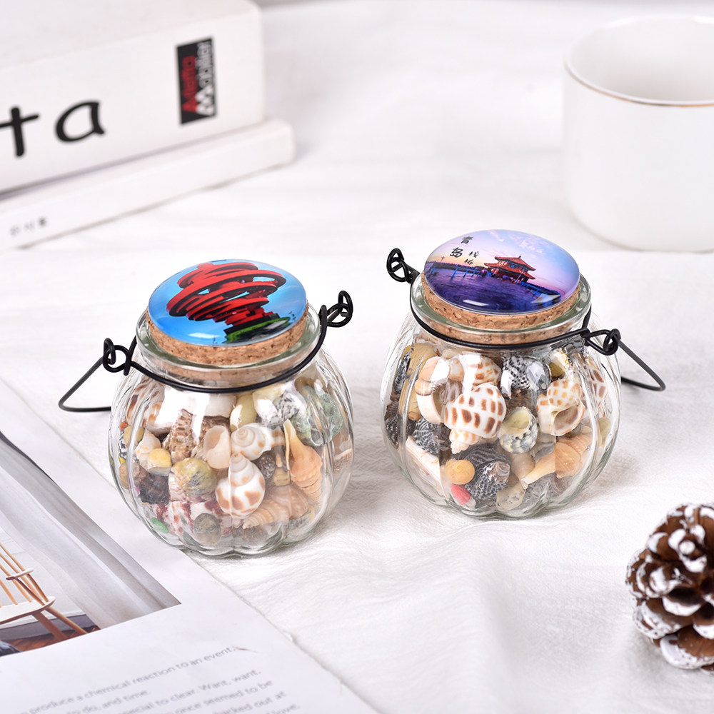 Qingdao natural shell portable pumpkin bottle crafts May wind trestle bridge Olympic sail tourist conch sea star souvenir