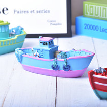 Mediterranean new resin boat model fishing boat Fish tank Study Living room Office Creative home sailing boat ornaments