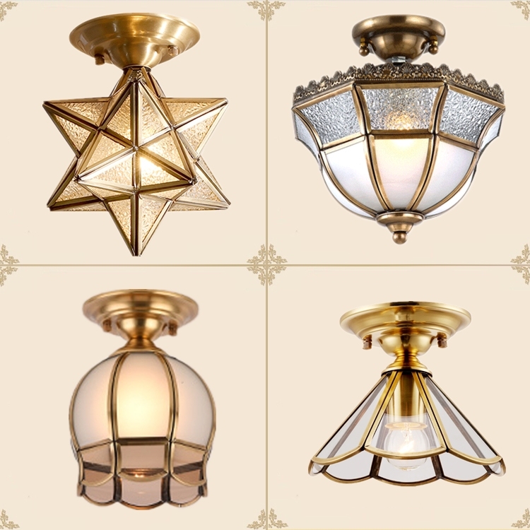 Eurostyle full copper single head suction ceiling light corridor gangway into the door small American balcony floor with a small suction light ceiling-Taobao